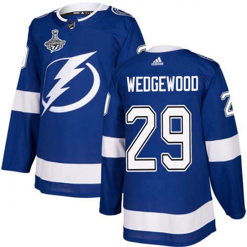 Adidas Tampa Bay Lightning 29 Scott Wedgewood Blue Home Authentic Youth 2020 Stanley Cup Champions Stitched NHL Jersey